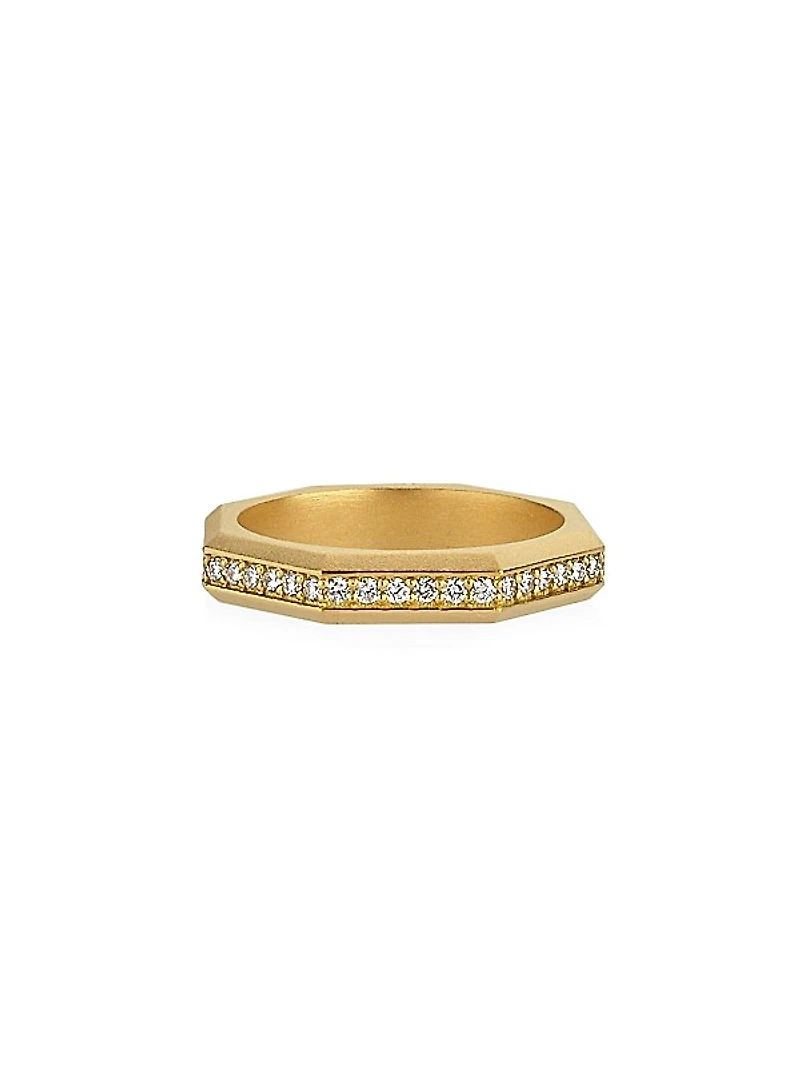 Luminescence 18K Gold & Diamond Brushed Celestial Ring