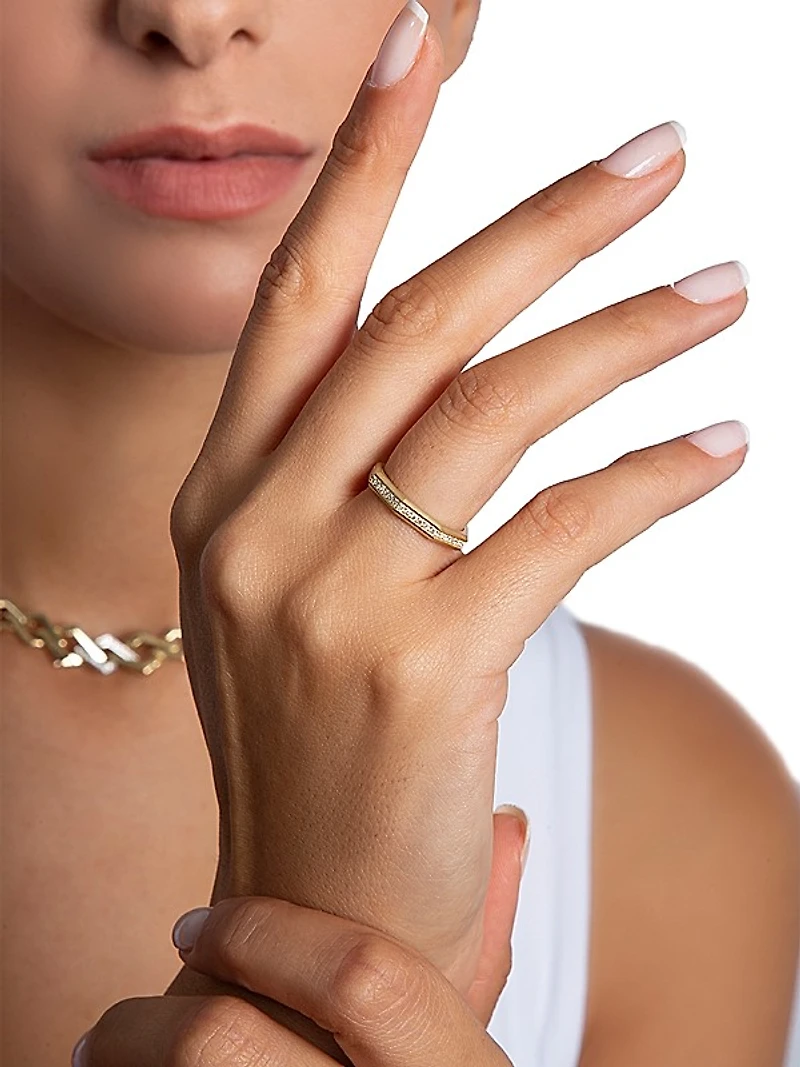 Luminescence 18K Gold & Diamond Brushed Celestial Ring