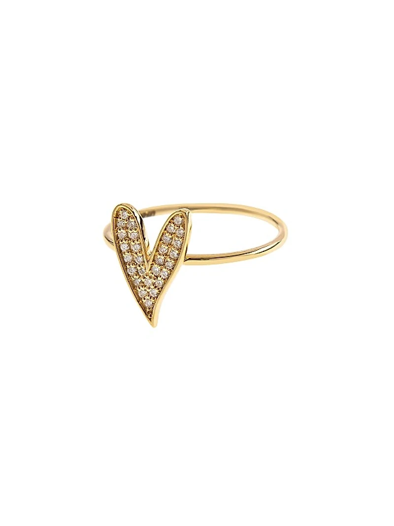Be Mine 14K Yellow Gold & 0.16 TCW Diamond Heart Ring