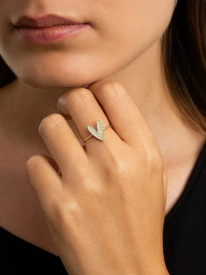 Be Mine 14K Yellow Gold & 0.16 TCW Diamond Heart Ring