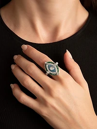 Guardian 14K White Gold, Diamond & Tsavorite Ring
