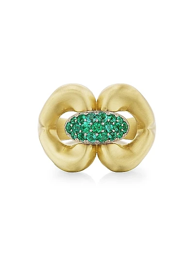 Nautical 18K Yellow Gold & Emerald Ring