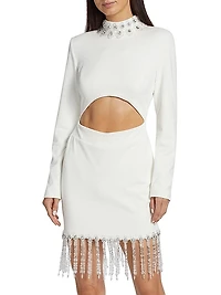 Hand-Beaded High Neck Minidress