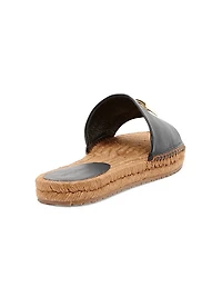 Logo Leather Flat Espadrille Sandals