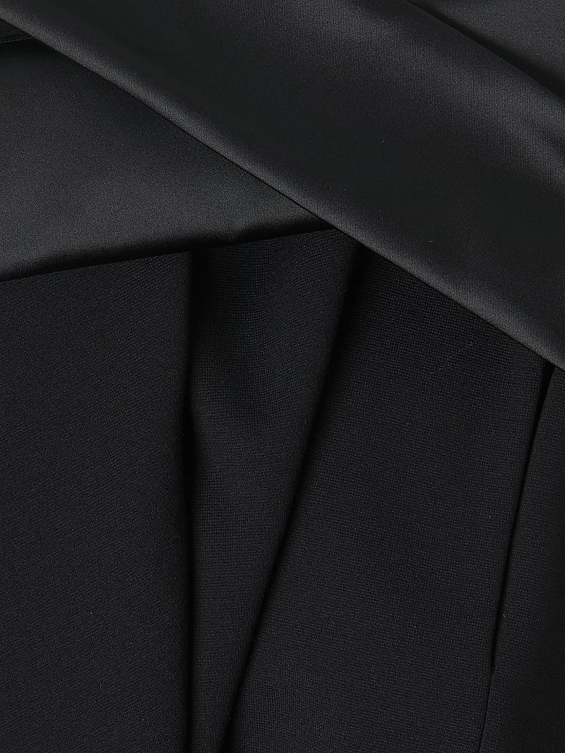 Satin Belt Cap-Sleeve Sheath Dress