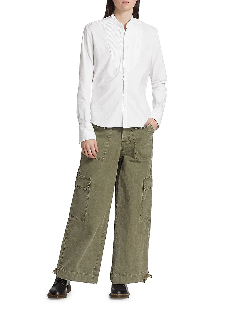 Pleated High-Low Shirt