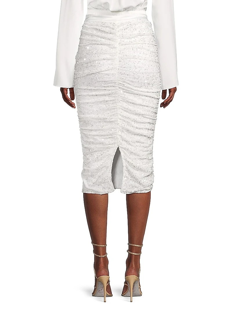 Estrella Sequin Ruched Pencil Skirt