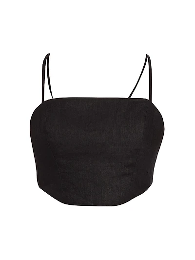 Helena Open-Back Linen Crop Top