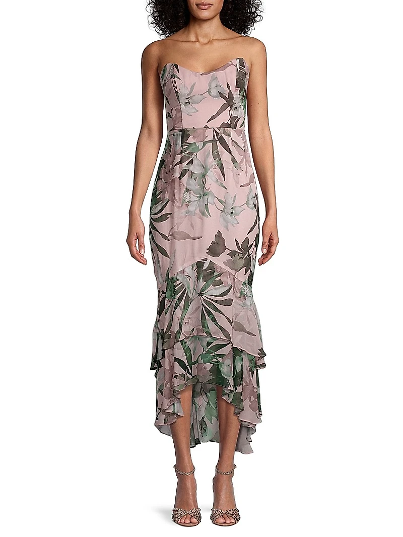 Cece Ruffled Floral Gown