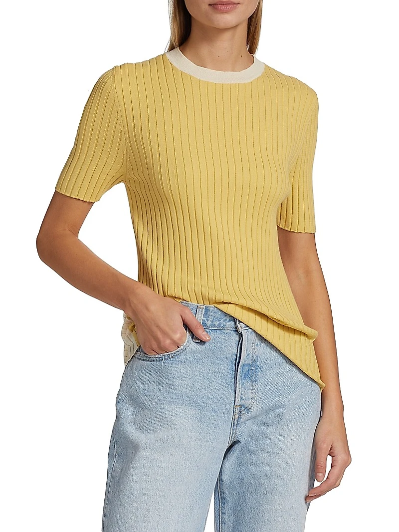 COLLECTION Cotton Short-Sleeve Sweater