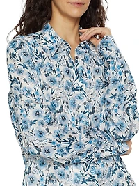 COLLECTION Floral Linen Button-Front Shirt