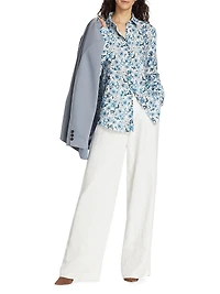 COLLECTION Floral Linen Button-Front Shirt