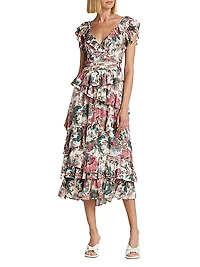 Salome Tiered Open-Back Midi-Dress