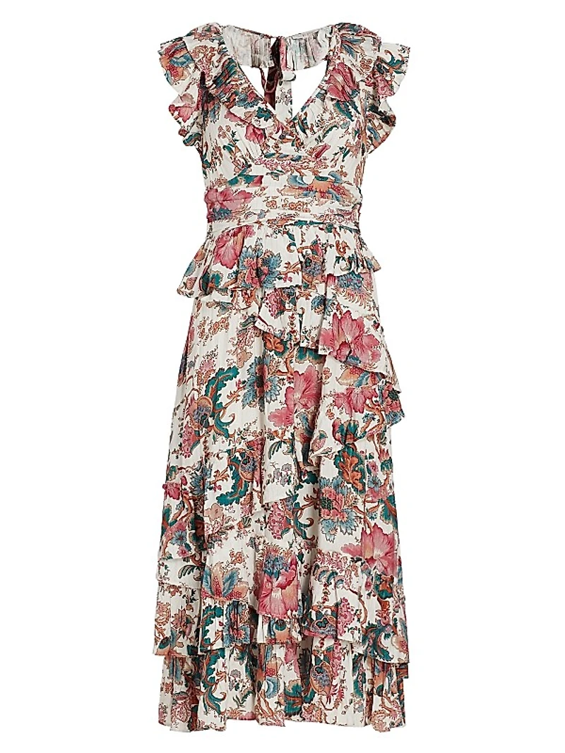 Salome Tiered Open-Back Midi-Dress