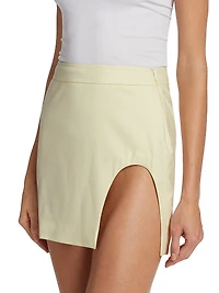 Wool Mini Slit Skirt