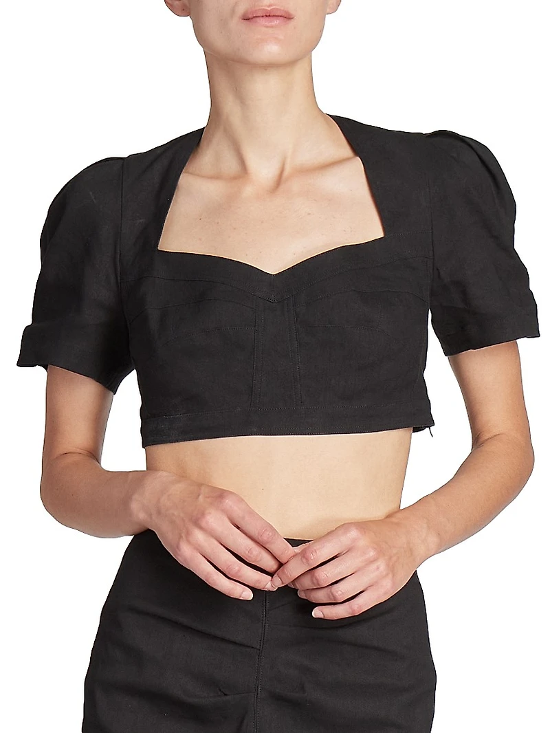 Fania Cropped Hemp-Blend Top