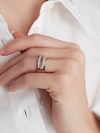 Morrell 18K Rose Gold & 0.58 TCW Diamond Elongated Oval-Link Cuff Ring