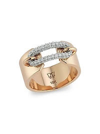 Morrell 18K Rose Gold & 0.58 TCW Diamond Elongated Oval-Link Cuff Ring