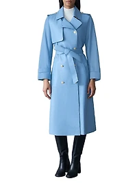 Leather Double-Breasted Belted Coat