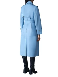 Leather Double-Breasted Belted Coat