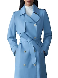 Leather Double-Breasted Belted Coat