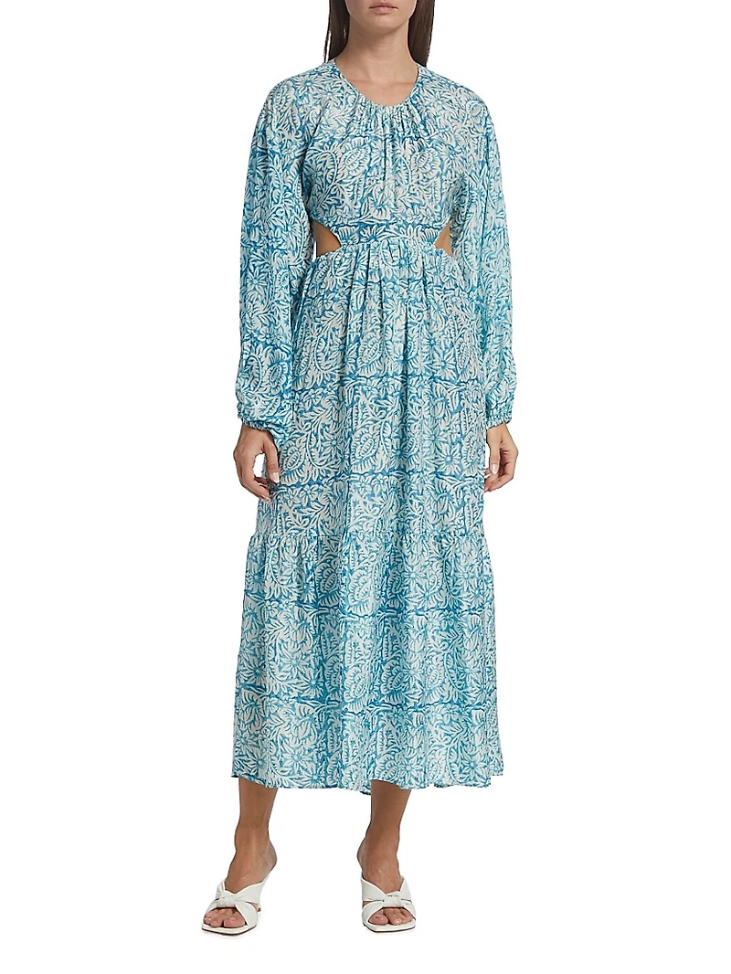 Carmen Printed Cut-Out Maxi Dress
