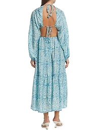 Carmen Printed Cut-Out Maxi Dress