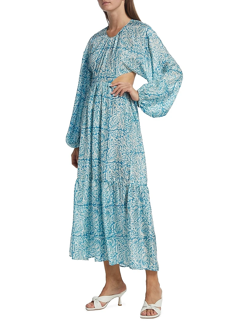 Carmen Printed Cut-Out Maxi Dress