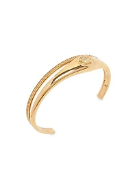 Double Medusa Goldtone Cuff Bracelet