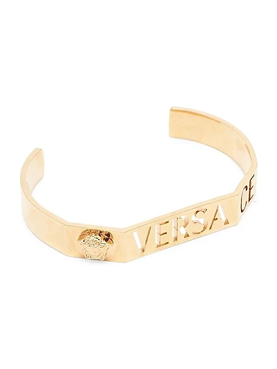 Cut-Out Logo Goldtone Cuff Bracelet