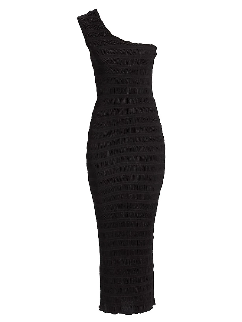 Gigi Satin One-Shoulder Midi-Dress