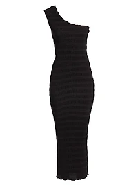 Gigi Satin One-Shoulder Midi-Dress