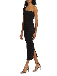 Gigi Satin One-Shoulder Midi-Dress