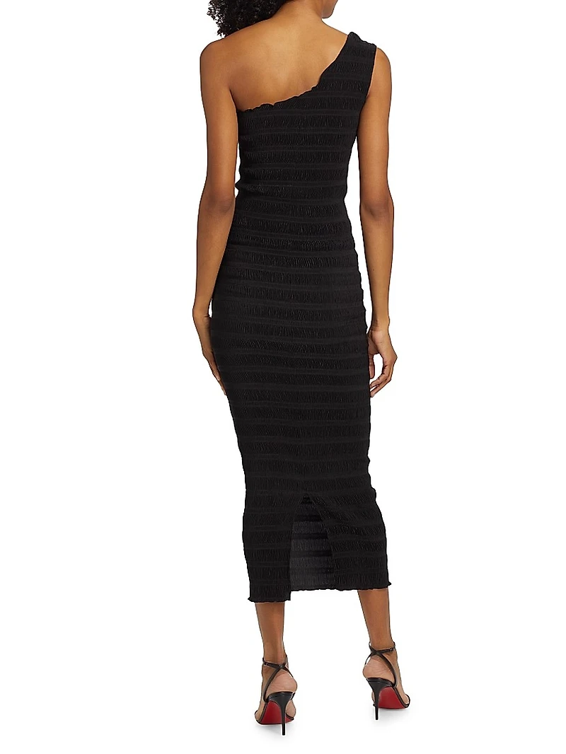 Gigi Satin One-Shoulder Midi-Dress