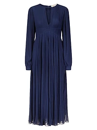 Plissé-Pleated Midi-Dress