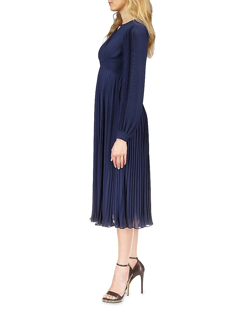 Plissé-Pleated Midi-Dress