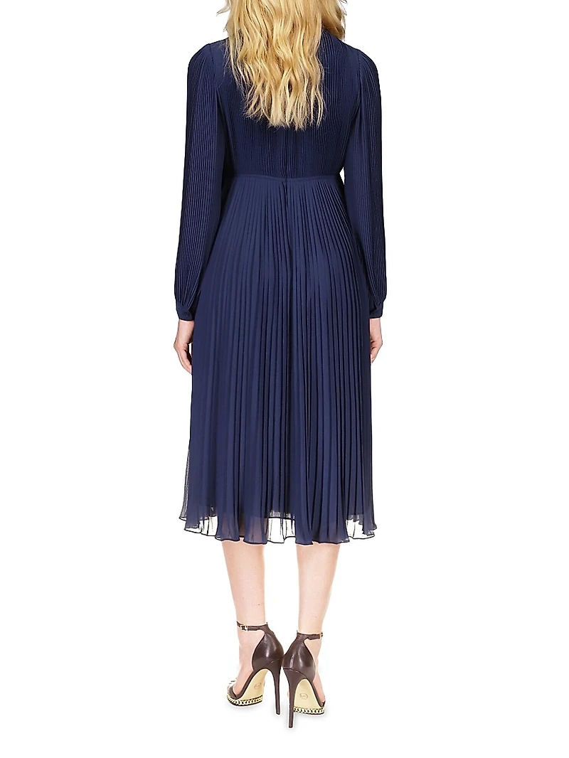 Plissé-Pleated Midi-Dress