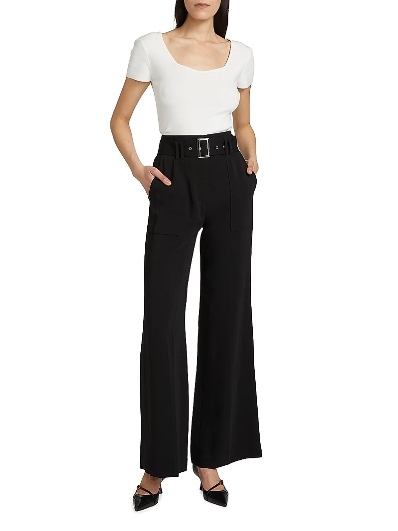 Belted Wide-Leg Trousers