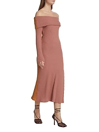 Two-Tone Off-The-Shoulder Dress