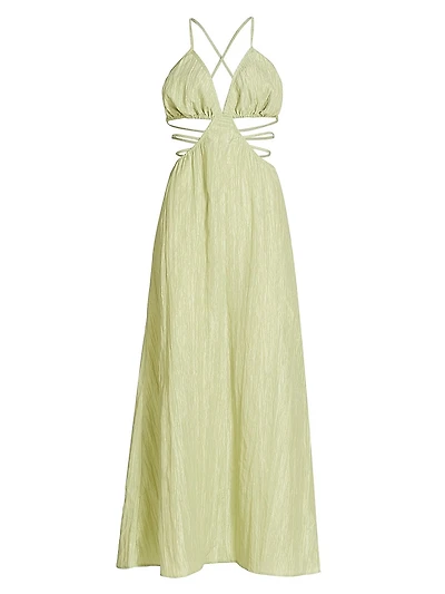 Crinkle Taffeta Cut-Out Dress