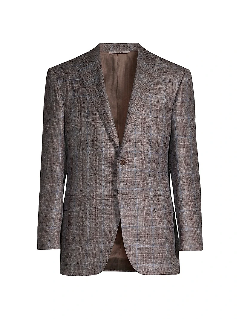 Plaid Wool-Blend Blazer