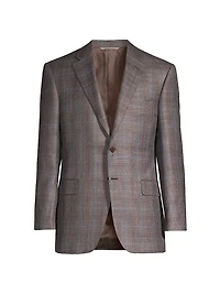 Plaid Wool-Blend Blazer