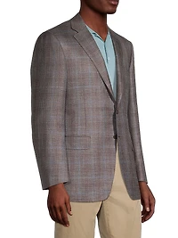 Plaid Wool-Blend Blazer
