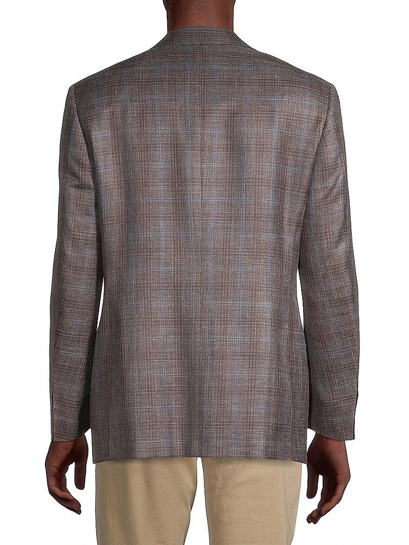 Plaid Wool-Blend Blazer