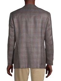 Plaid Wool-Blend Blazer