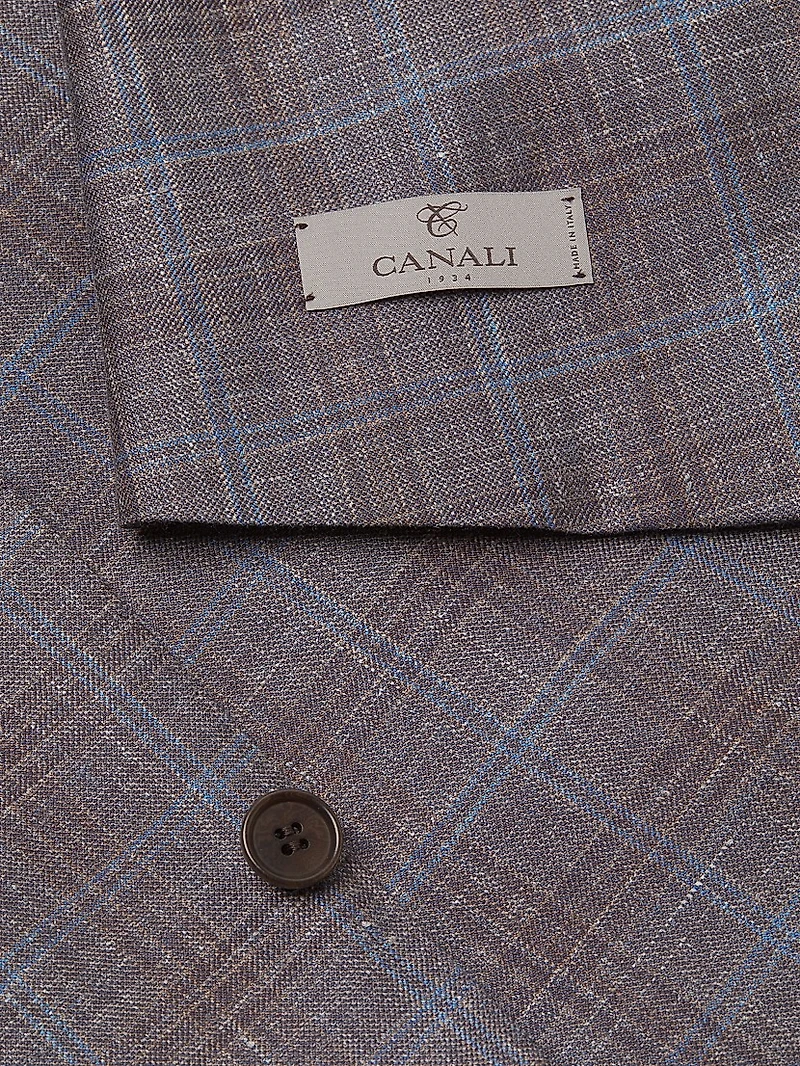 Plaid Wool-Blend Blazer