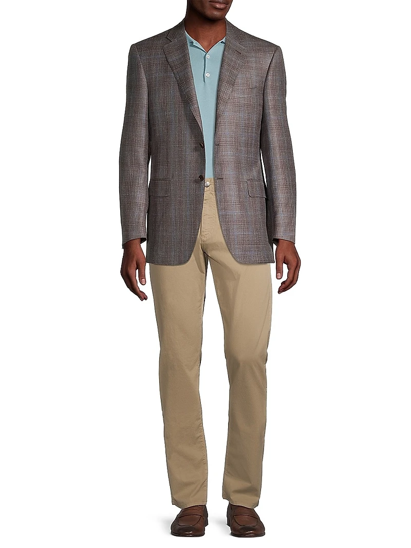 Plaid Wool-Blend Blazer
