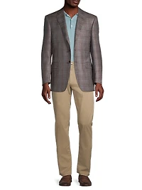 Plaid Wool-Blend Blazer