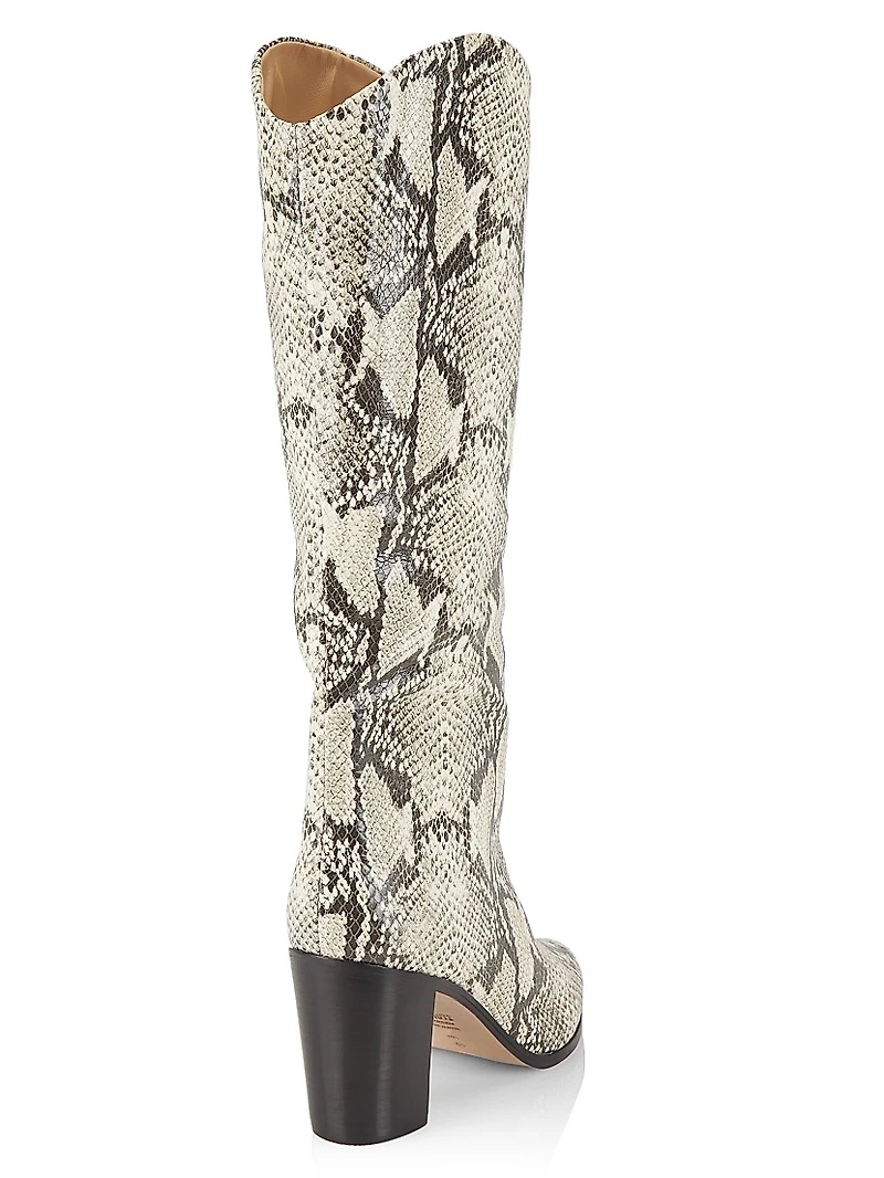 Analeah Snake-Embossed Leather Tall Boots