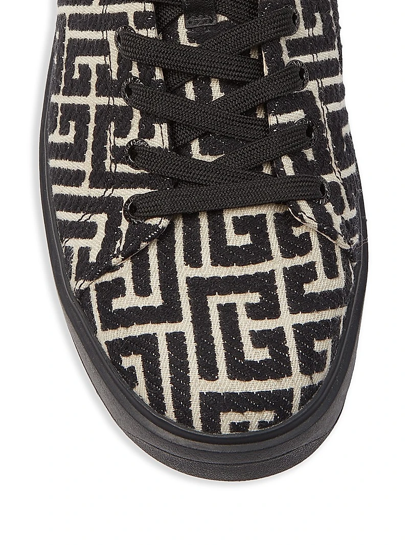 B Court Monogram Jacquard Low-Top Sneakers